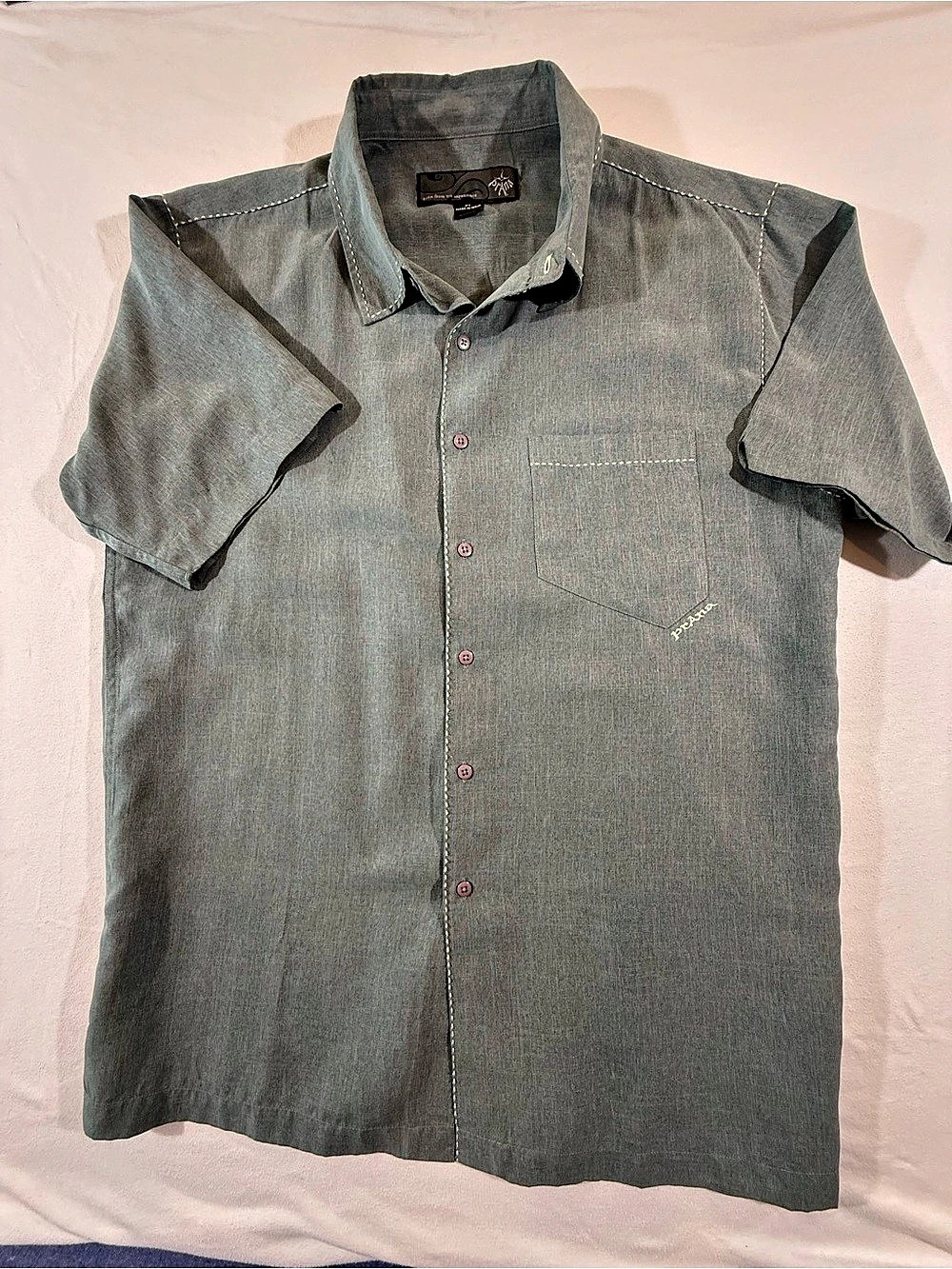 Prana Del Norte Men's XL Blue Short Sleeve Button Down